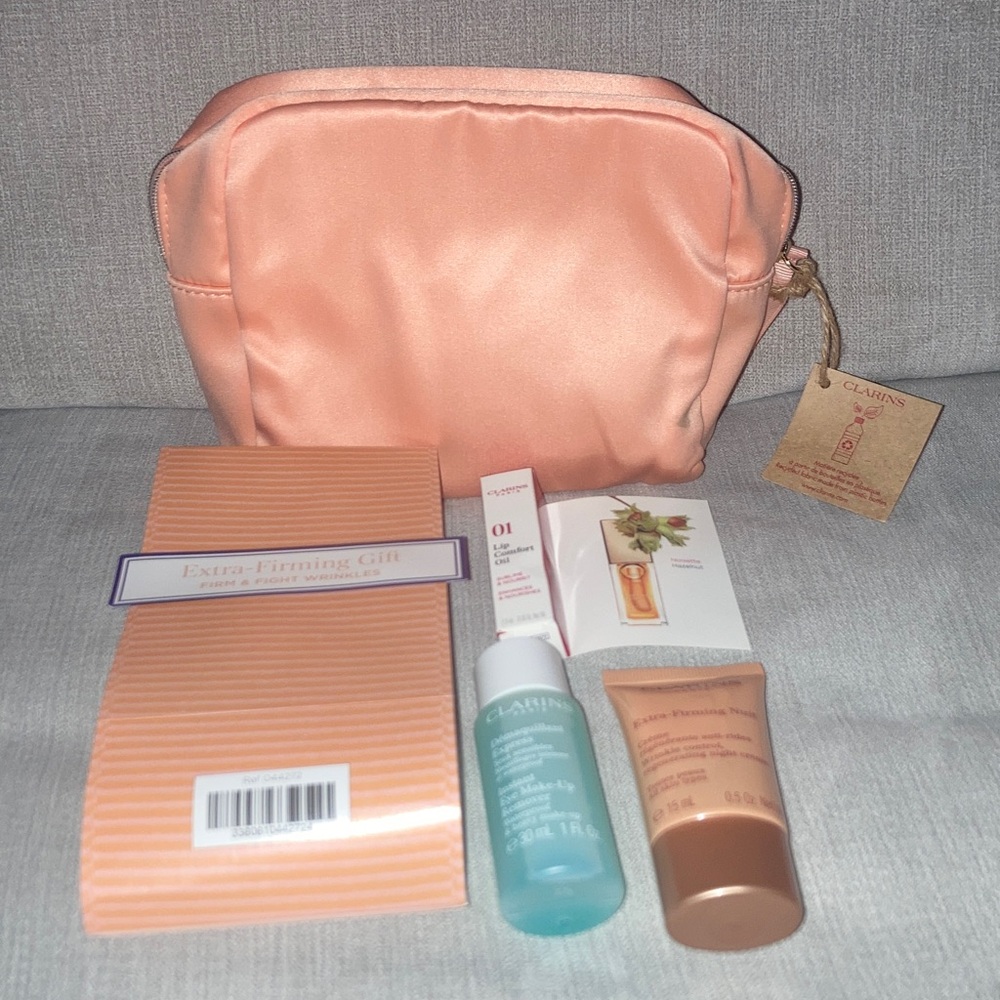 Clarins Extra Firming Gift Apricot Beauty Pouch. - Picture 5 of 6